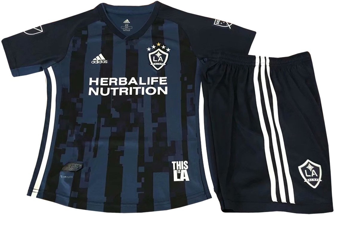 Kit infantil oficial Adidas Los Angeles Galaxy 2019 II jogador